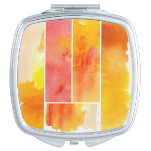 Set of abstract watercolor hand painted compact mirror
