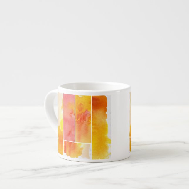 Set of abstract  watercolor hand painted espresso cup (Front Left)