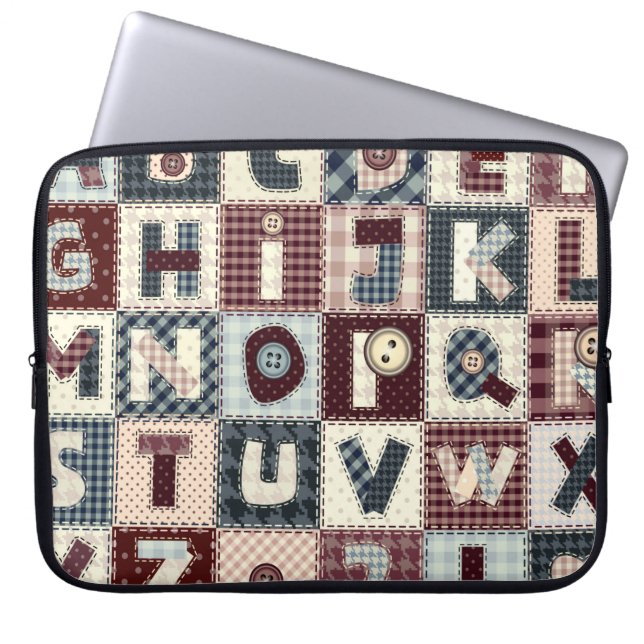 Set of alphabets letters in patchwork style. May b Laptop Sleeve (Front)
