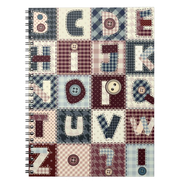 Set of alphabets letters in patchwork style. May b Notebook (Front)