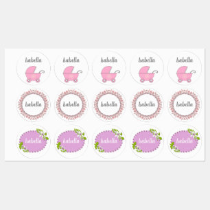 Set of baby labels, label, stroller, fun, cartoon kids' labels