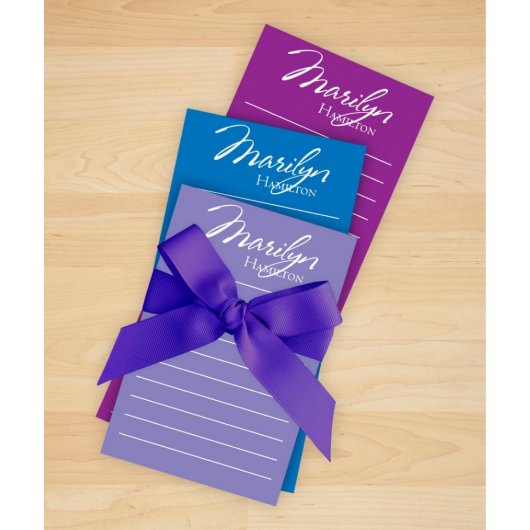 Set of Blue & Violet Letterhead and Lined Notepad (Front)
