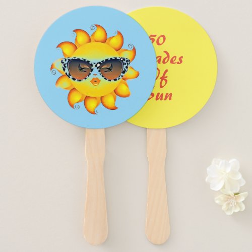 Set of Blue  Yellow Emoji Sun Printed Party  Fans