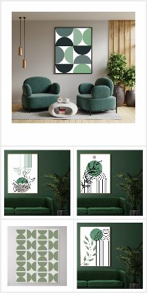 Set of Boho Abstract  Sage Green Wall Art Prints,
