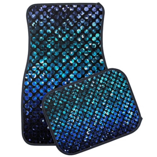 Set of Car Mats Blue Crystal Bling Strass