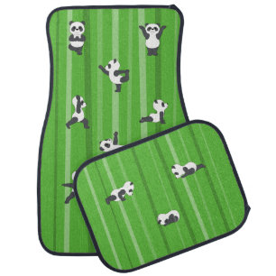 Set of Car Mats Cute Panda Yoga