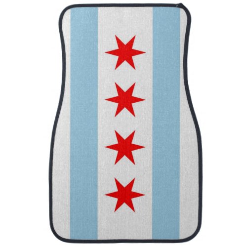 Set of car mats with Flag of Chicago Illinois