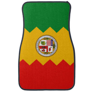 Set of car mats with Flag of Los Angeles, USA