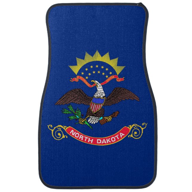 Set of car mats with Flag of North Dakota, USA (Front)