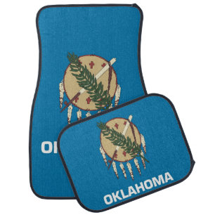 Set of car mats with Flag of Oklahoma State, USA