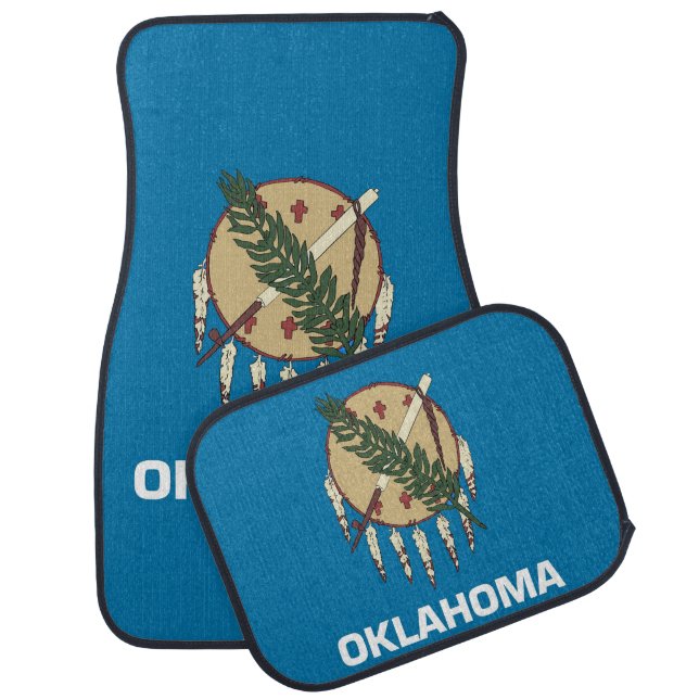 Set of car mats with Flag of Oklahoma State, USA (Set)