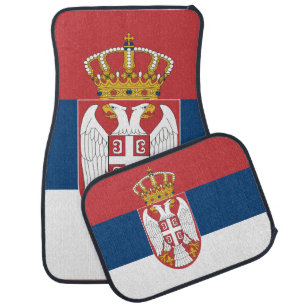 Set of car mats with Flag of Serbia