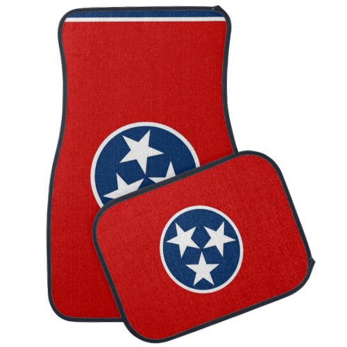 Set of car mats with Flag of Tennessee USA