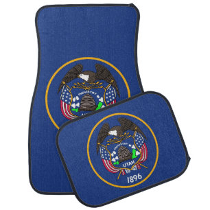 Set of car mats with Flag of Utah, USA