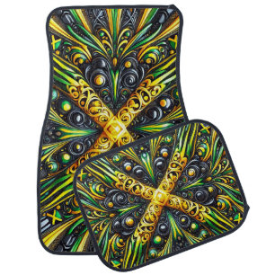 Set of car mats with Jamaican Colors