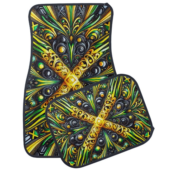 Set of car mats with Jamaican Colors (Set)