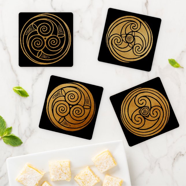 Set of Celtic Knotwork Designs Coaster Set (In Situ)