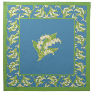 Set of Cloth Napkins: Lilies of the Valley on Blue