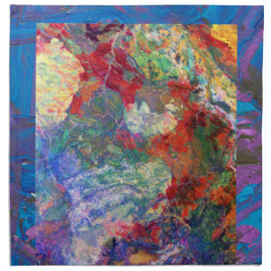 set of cloth napkins with abstract collage