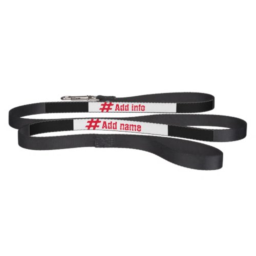 Set of collar leash tag black white custom name