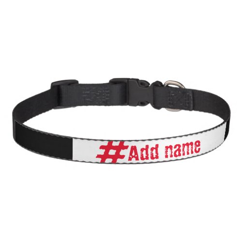 Set of collar leash tag black white custom name