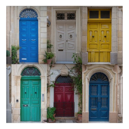 Set of colorful front doors in Malta Acrylic Print