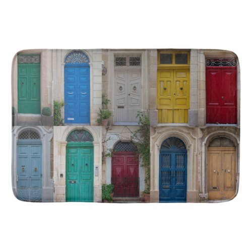 Set of colorful front doors in Malta Bath Mat