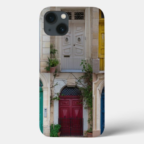 Set of colorful front doors in Malta iPhone 13 Case