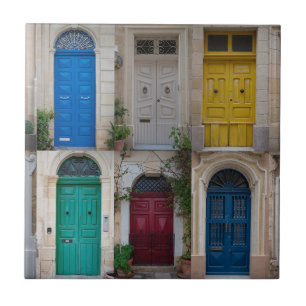 Set of colorful front doors in Malta Ceramic Tile