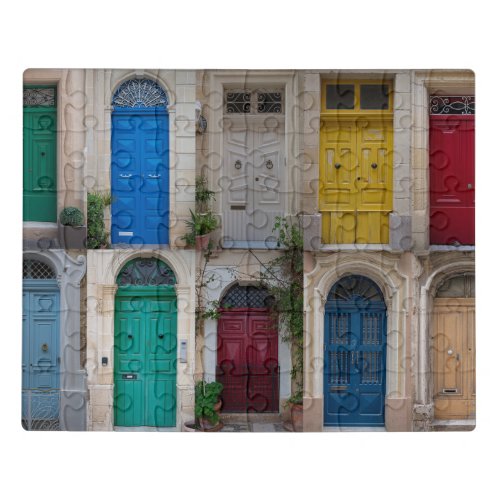 Set of colorful front doors in Malta Jigsaw Puzzle