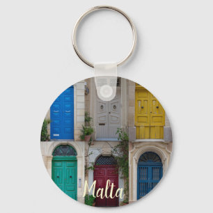 Set of colorful front doors in Malta Keychain