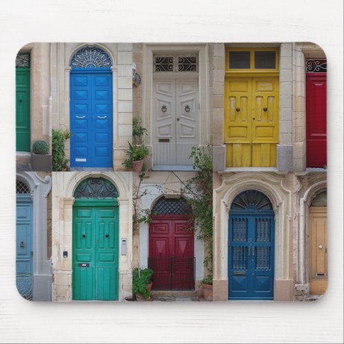 Set of colorful front doors in Malta Mouse Pad