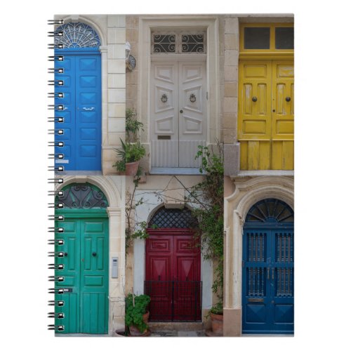 Set of colorful front doors in Malta Notebook