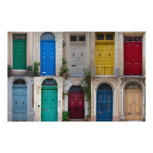 Set of colorful front doors in Malta Photo Print