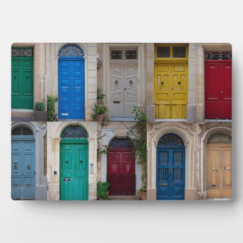 Set of colorful front doors in Malta Plaque