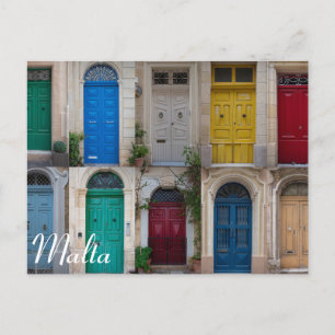 Set of colorful front doors in Malta Postcard