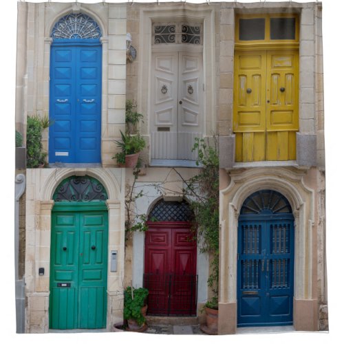 Set of colorful front doors in Malta Shower Curtain