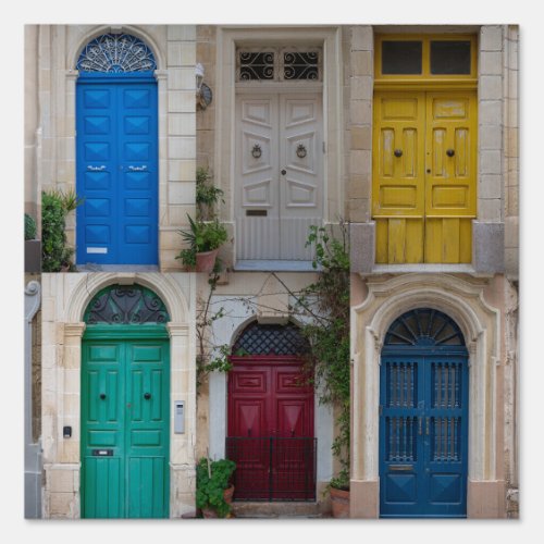 Set of colorful front doors in Malta Sign