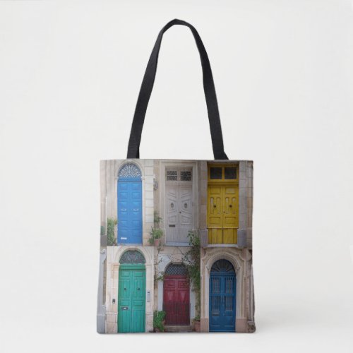 Set of colorful front doors in Malta Tote Bag