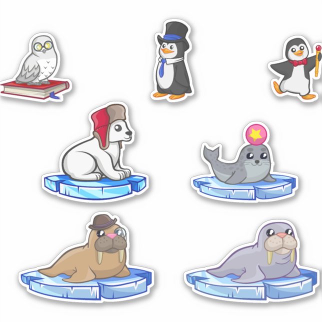 set of cute artic animals  sticker (Front)