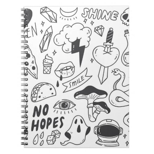 Set of cute graffiti doodle notebook