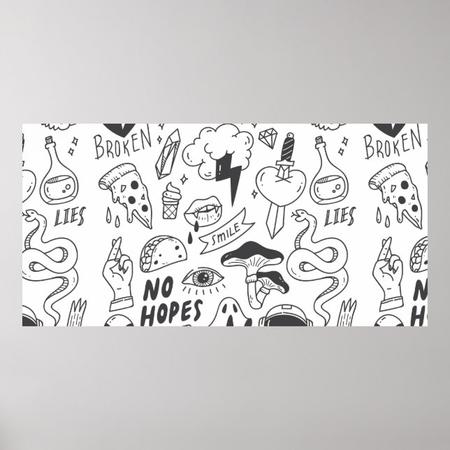 Set of cute graffiti doodle poster (Front)