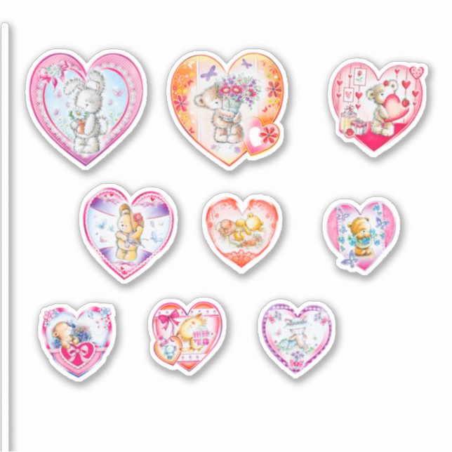 Set of cute hearts sticker (Front)