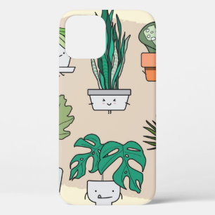 Set of cute house plants in pots. Colorful botanic iPhone 12 Case