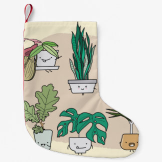 Set of cute house plants in pots. Colorful botanic Small Christmas Stocking