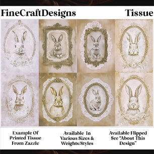 Set Of Cute Vintage Framed Rabbits EV2R Decoupage Tissue Paper