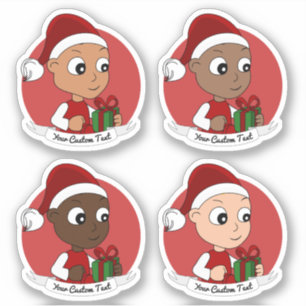 Set of diverse Christmas baby cartoons Sticker