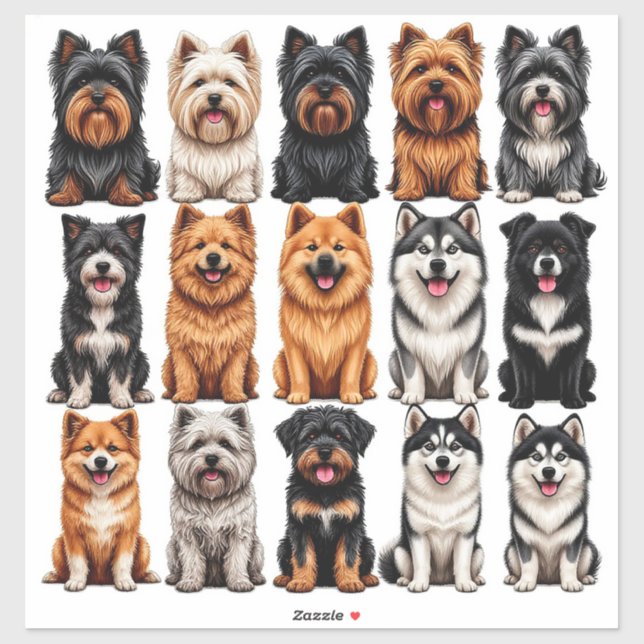Set of Dogs stickers with Detailed Face (Sheet)