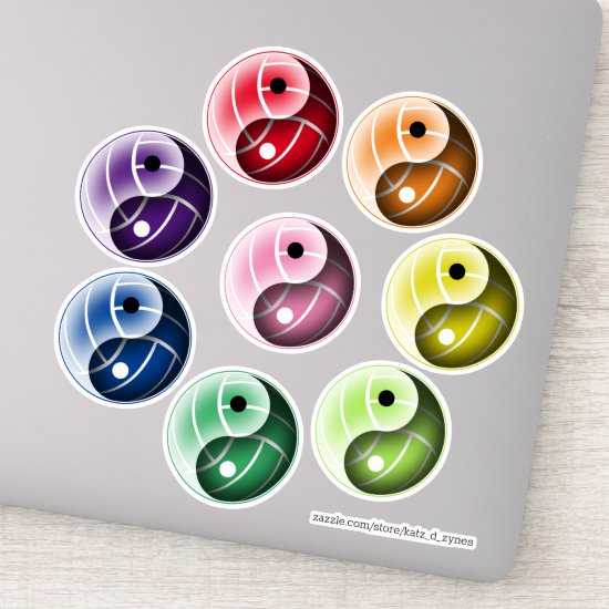 set of eight yin & yang volleyballs ANY color Sticker