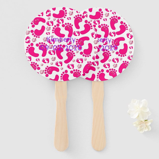 Set of Fans Baby Pink Feet Girl (Front and Back)